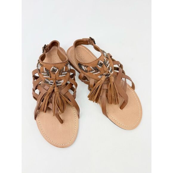 Mojo Moxy Shoes - Dolce By MojoMoxy SUBIRA Brown Faux Leather Tassel Bead Slingback Tribal Sandals